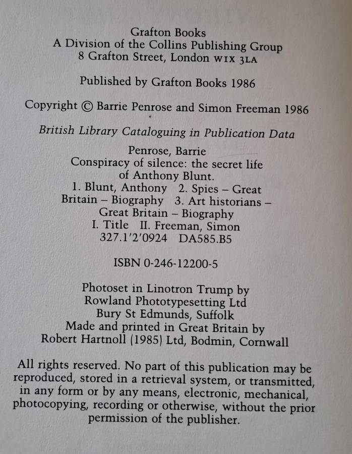 Conspiracy of Silence (The Secret life of Anthony Blunt) - Barrie Penrose & Simon Freeman