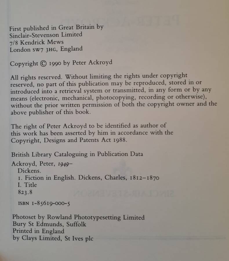 Dickens. - Peter Ackroyd (Hardcover with DJ)