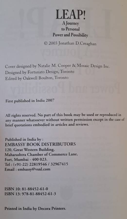 Leap! A Journey to Personal Power and Possibility - Jonathan Creaghan (Paperback)
