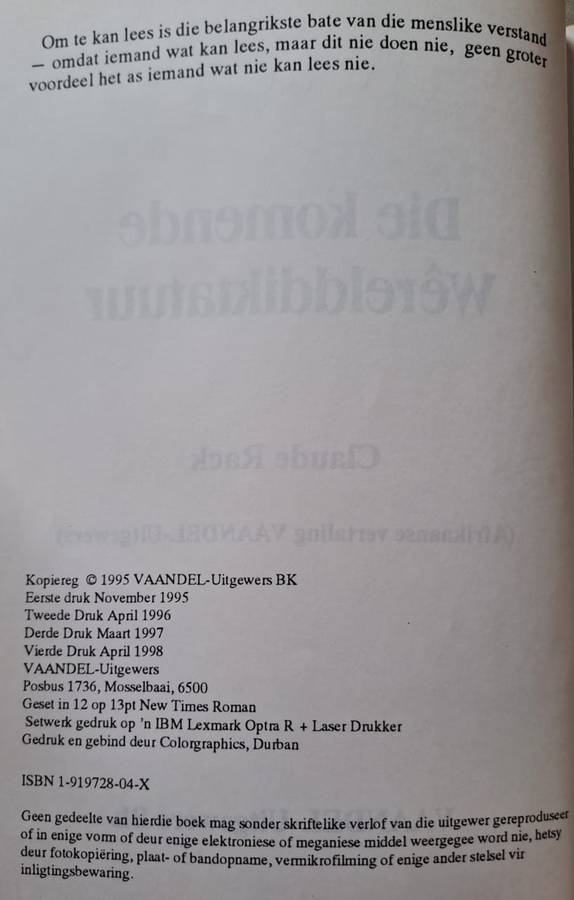 Komende Wereld Diktatuur - Claude Rack (paperback)