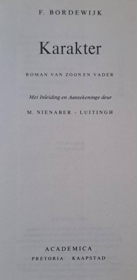 Karakter - F. Bordewijk (hard cover with no dj)