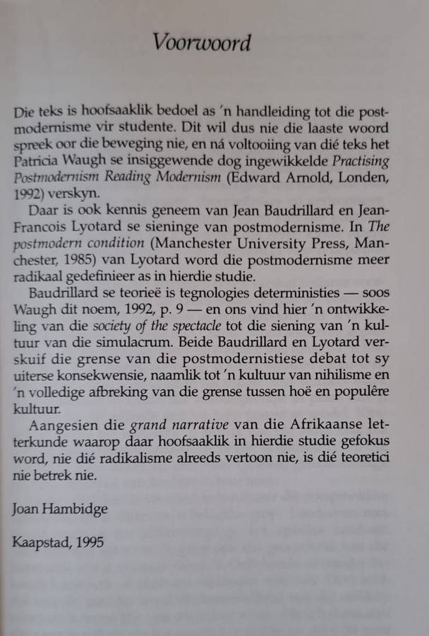 PostModernisme - Joan Hambidge (paperback)