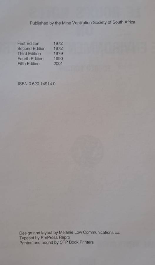 Le Roux's notes on mine Environmental control (hard cover with no dj)