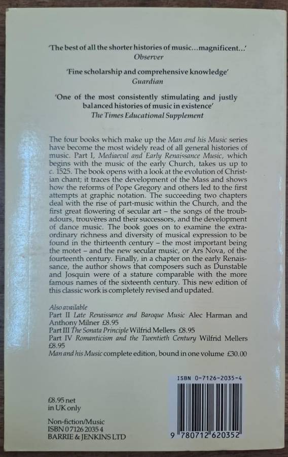 Mediaeval and early Renaissance music - Alec Harman (paperback)