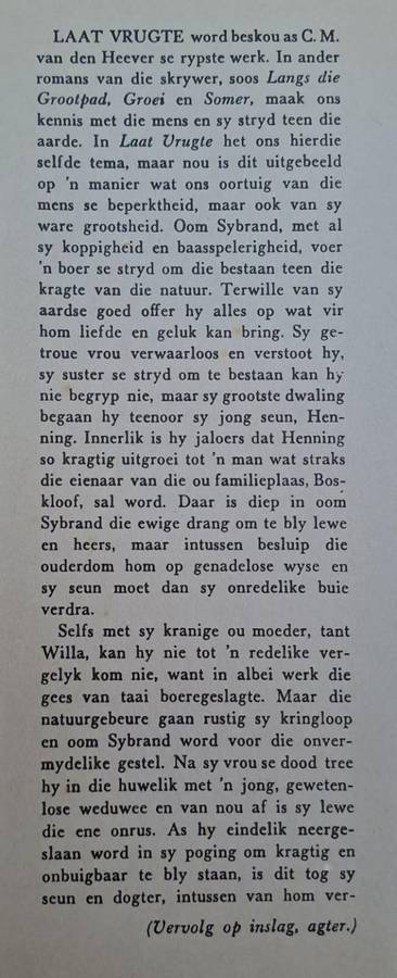 Laat vrugte - C. M. Van den Heever (Hard cover with dj)