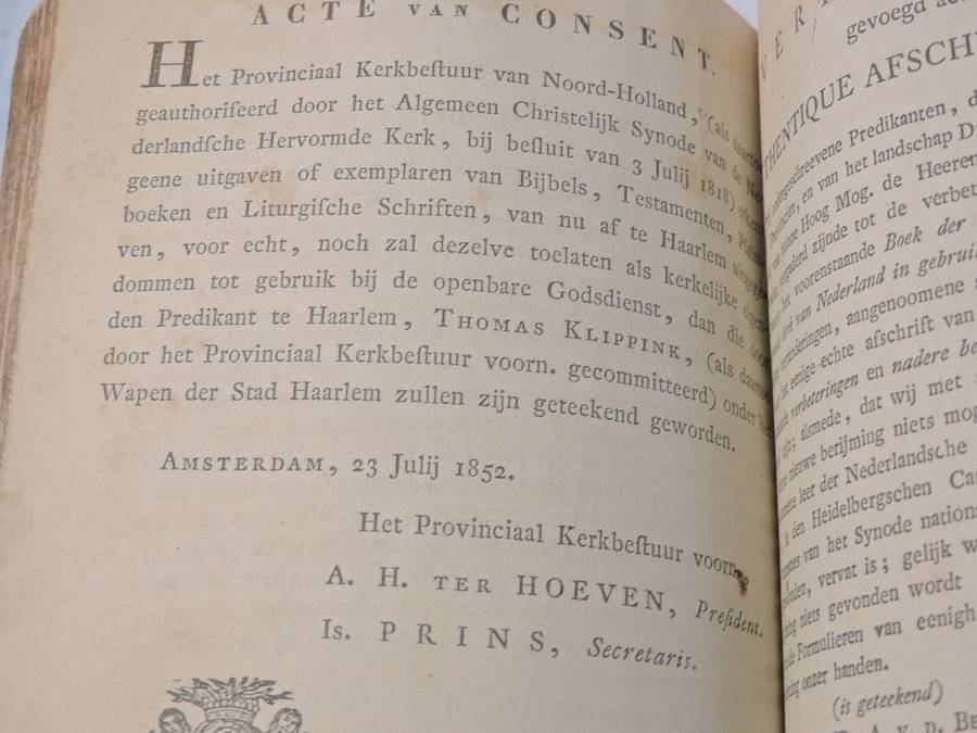 Dutch Bible Bijel Dated 1852 previously belonging to Jordaan Family