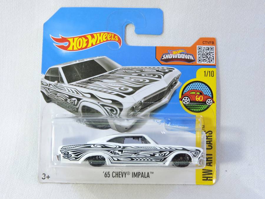 Hot Wheels CHEVY CHEVROLET Impala ( White with black striping - Art car )