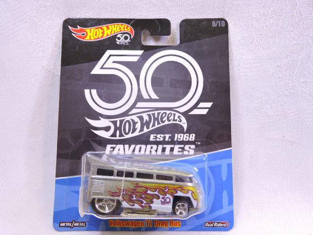 Hot wheels VOLKSWAGEN VW T1 Drag Bus Kombi ( Green/Silver with flames ) 50th Anniversary