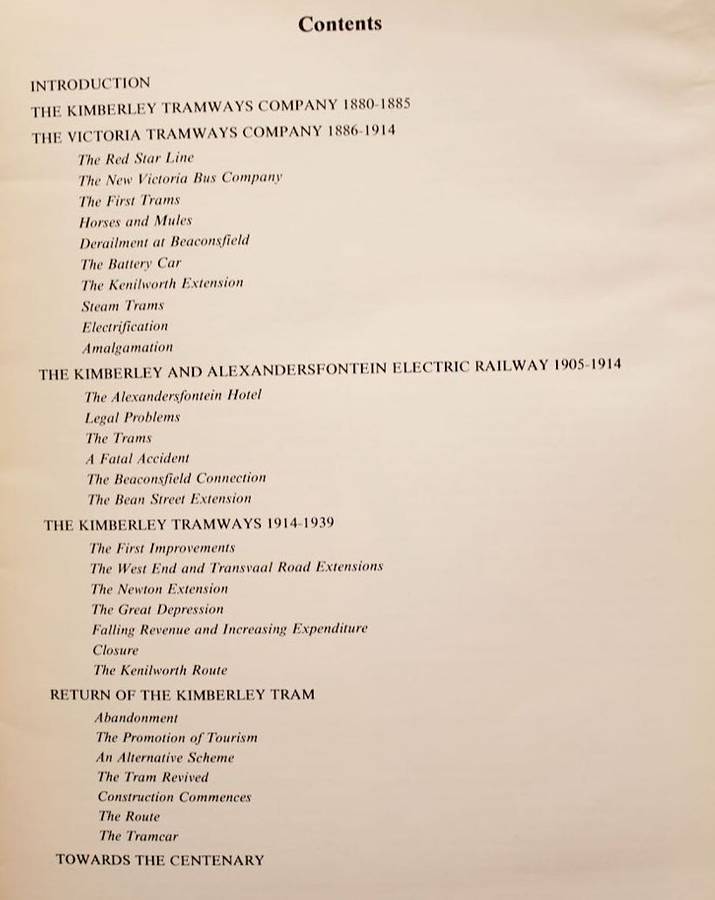 KIMBERLEY TRAMWAYS - A HISTORY OF KIMBERLEY'S TRAMWAYS 1887-1985 BY RICHARD SABATINI
