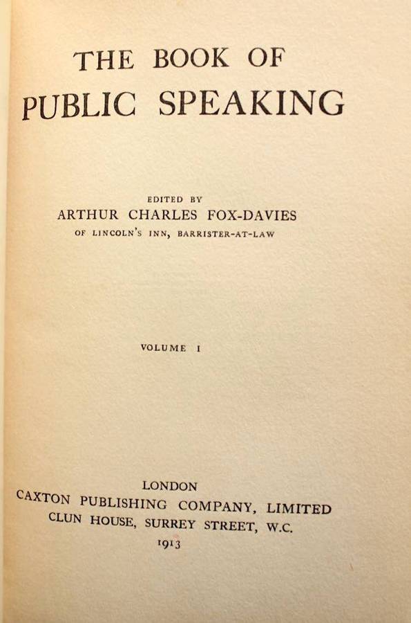THE BOOK OF PUBLIC SPEAKING (1913) - 5 VOLS.
