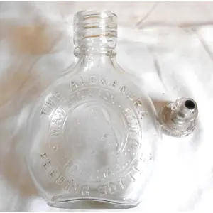 THE ALEXANDER BABY GLASS BOTTLE BABY FEEDER MADE IN ENGLAND BY S.MAW SON & SONS LONDON