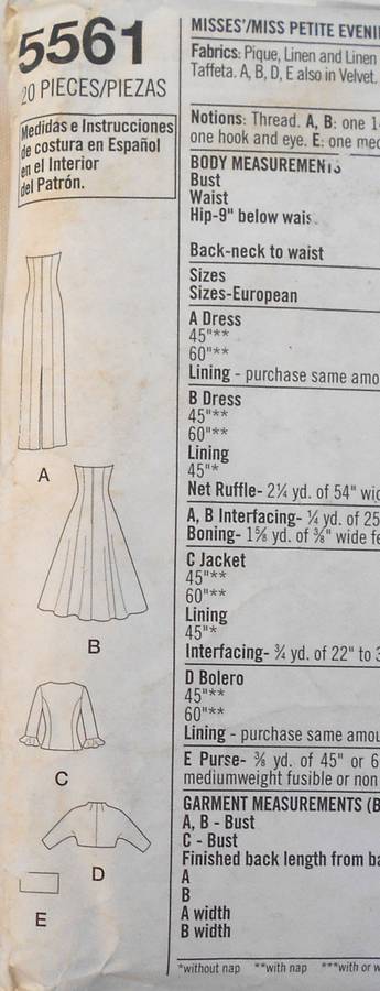 SIMPLICITY 5561 STUNNING EVENING GOWN & JACKET SIZE 4-6-8-10 COMPLETE-CUT TO 10