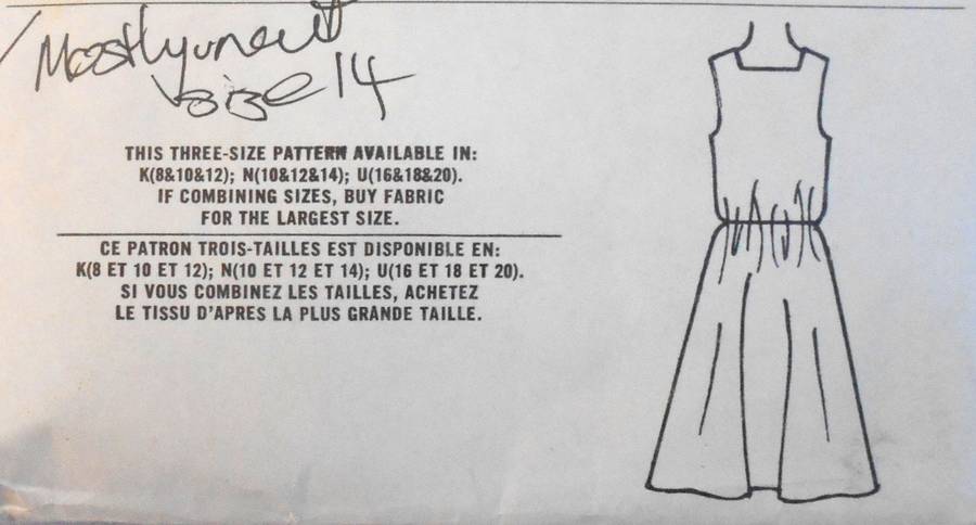 SIMPLICITY 5581 PULLOVER ASYMMETRICAL DRESS SIZE 10-12-14 COMPLETE-MOSTLY UNCUT TO 14