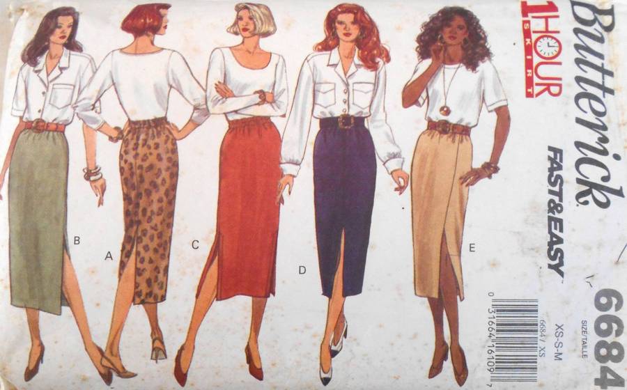 BUTTERICK 6684 PULL ON SKIRTS SIZE XS-S-M (6-14) COMPLETE-CUT TO M (12-14)