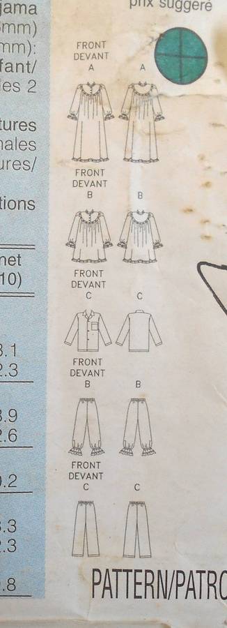 BUTTERICK 4222 KIDS NIGHTIE & PJS SIZE 3-4-5-6 YEARS COMPLETE