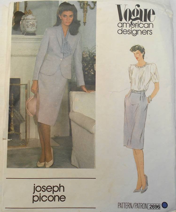 VOGUE AMERICAN DESIGNERS  2696 SKIRT-JACKET-BELT SIZE 14 COMPLETE UNCUT-F/FOLDED