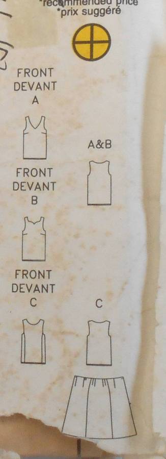 BUTTERICK 6834 TOP & SKIRT SIZE 6-8-10 COMPLETE-CUT TO 10