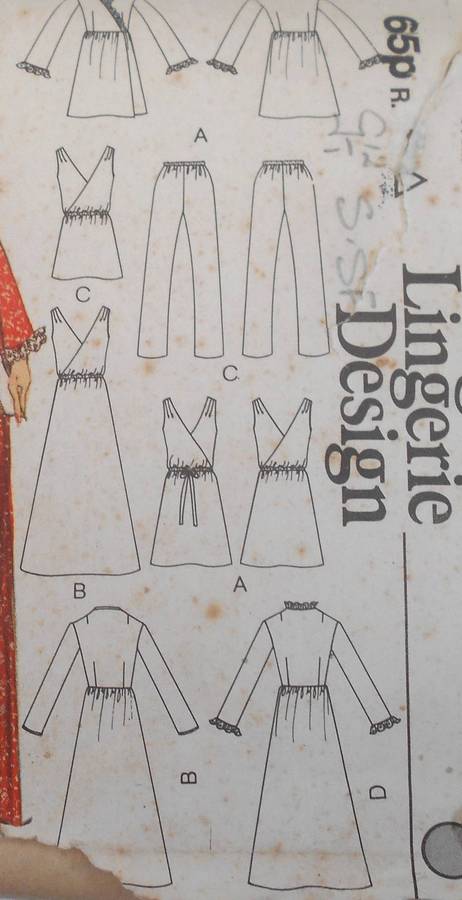 VOGUE 8447 LINGERIE DESIGN-ROBE-GOWN-PJS-SIZE 16 BUST 38 COMPLETE-PART CUT ZIPLOC