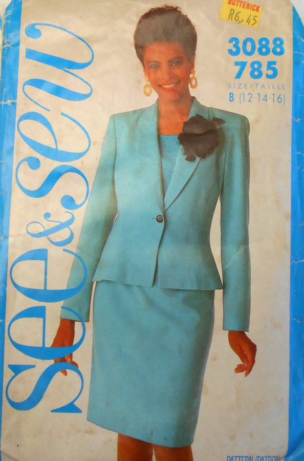 BUTTERICK 3088 JACKET-SKIRT-TOP SIZE 12-14-16 COMPLETE-CUT TO 14