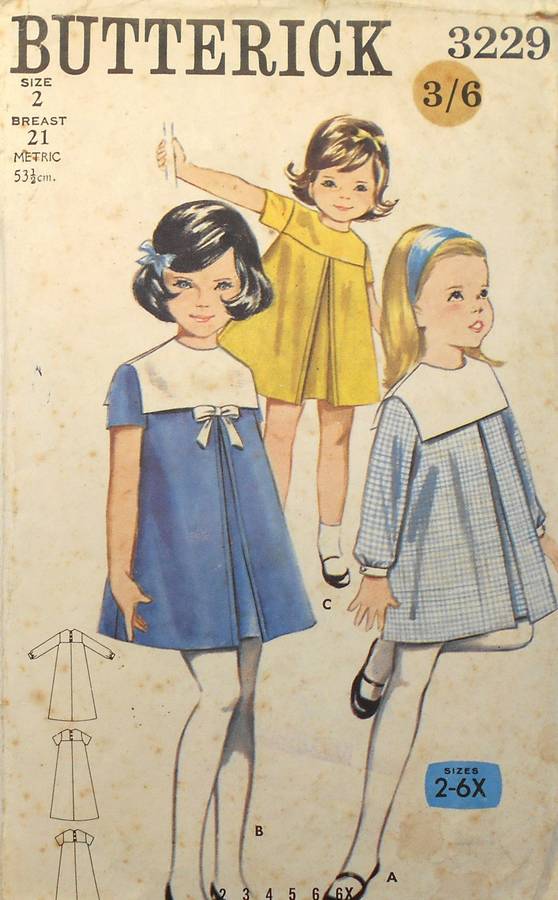 VINTAGE BUTTERICK 3229 GIRLS A LINE DRESS SIZE 2 YEARS BREAST 21 COMPLETE