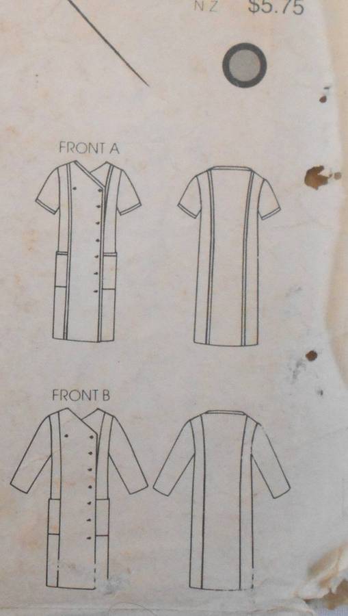 VOGUE 8637 LOOSE FITTING SRAIGHT DOUBLE BREASTED DRESS SIZE 12 COMPLETE