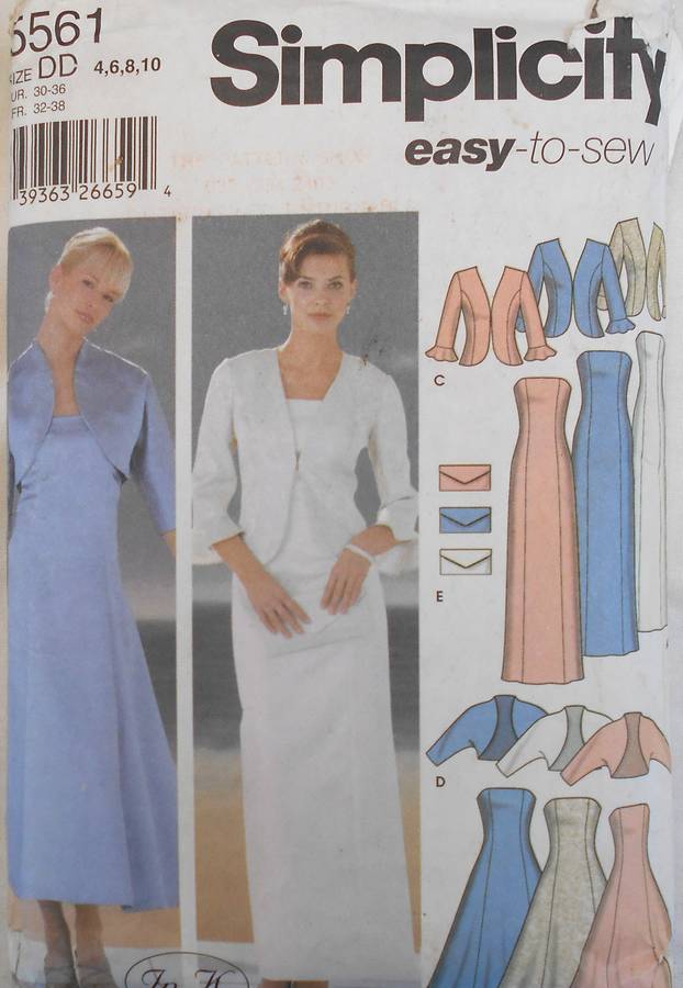 SIMPLICITY 5561 STUNNING EVENING GOWN & JACKET SIZE 4-6-8-10 COMPLETE-CUT TO 10