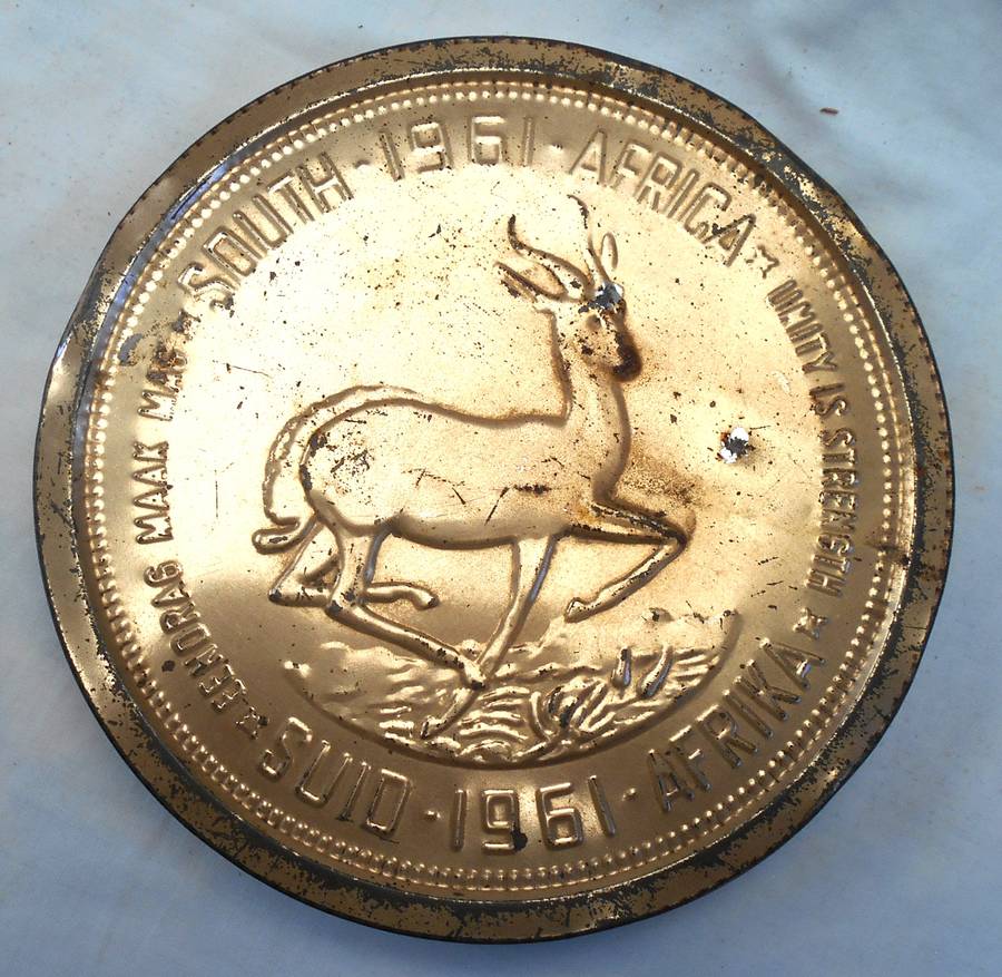 1961 SOUTH AFRICAN SPRINGBOK COIN ROUND TIN BY EDWARD SHARP