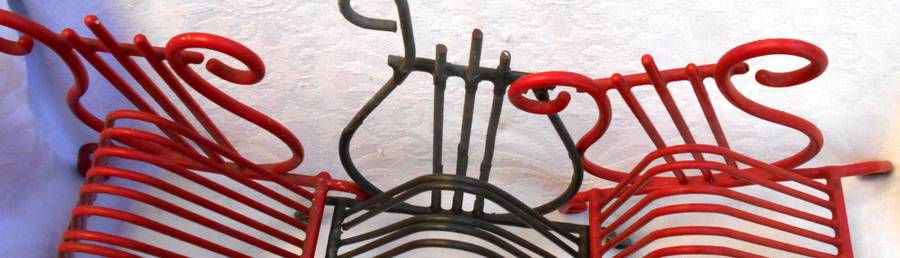 THREE VINTAGE ART DECO STYLE VINYL RECORD STAND- 2 RED & 1 BLACK