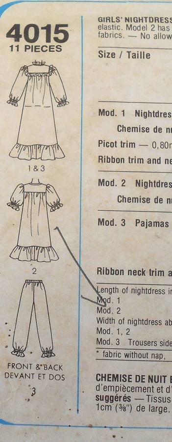 STYLE 4015 GIRLS NIGHTGOWN & PJS SIZE 10-12-14 YEARS COMPLETE CUT TO 14