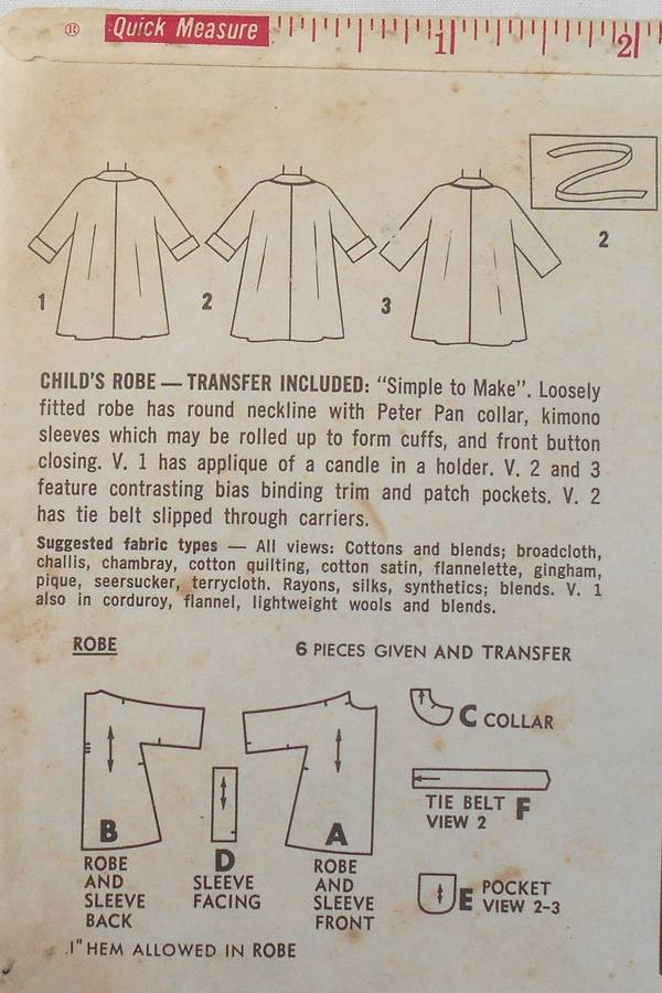 SIMPLICITY 4536 GIRLS ROBE WITH TRANSFER SIZE 3 YEARS COMPLETE WITH TRANSFER