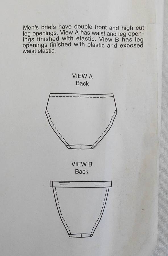 KWIK SEW 2224 MEN'S BRIEFS SIZES S-M-L-XL (28-42) COMPLETE-UNCUT-F/FOLDED