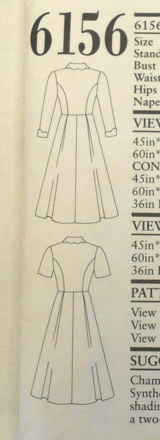 NEW LOOK 6156 FRONT BUTTON DRESS  SIZE 8-18 COMPLETE-CUT TO 18