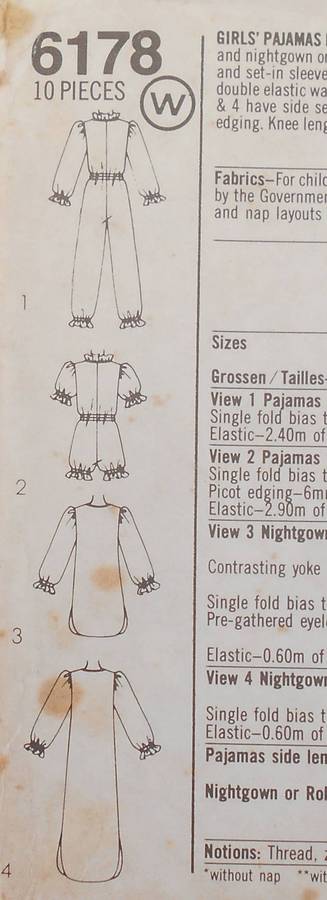SIMPLICITY 6178 GIRLS PJS-NIGHTGOWN-ROBE SIZE MEDIUM 8-10 YEARS COMPLETE