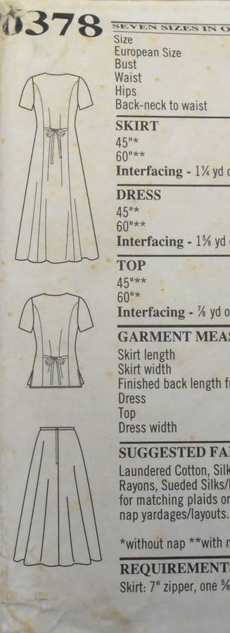 NEW LOOK 6378 TIEBACK DRESS WITH FRONT BUTTONS -TOP-SKIRT  SIZE 12-24 COMPLETE-UNCUT -F/FOLDED