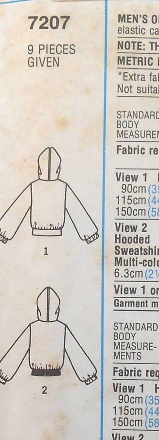 SIMPLICITY 7207-UNISEX HOODED SWEATSHIRT SIZE 6-8 COMPLETE