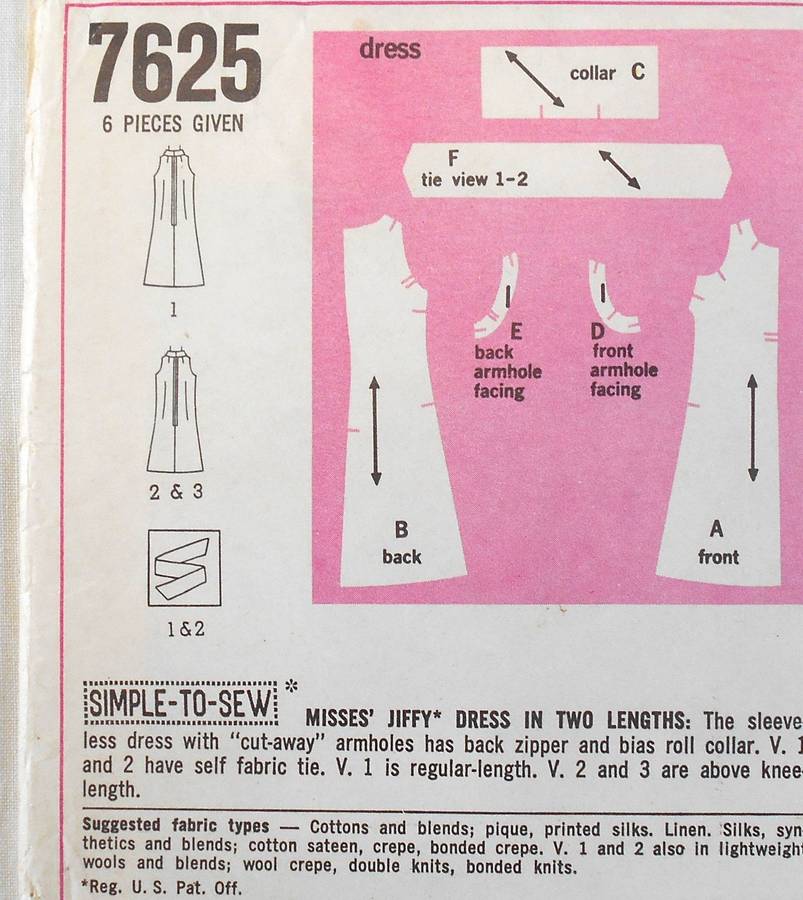 SIMPLICITY 7625 DRESS IN 2 LENGTHS SIZE 14 BUST 36" COMPLETE