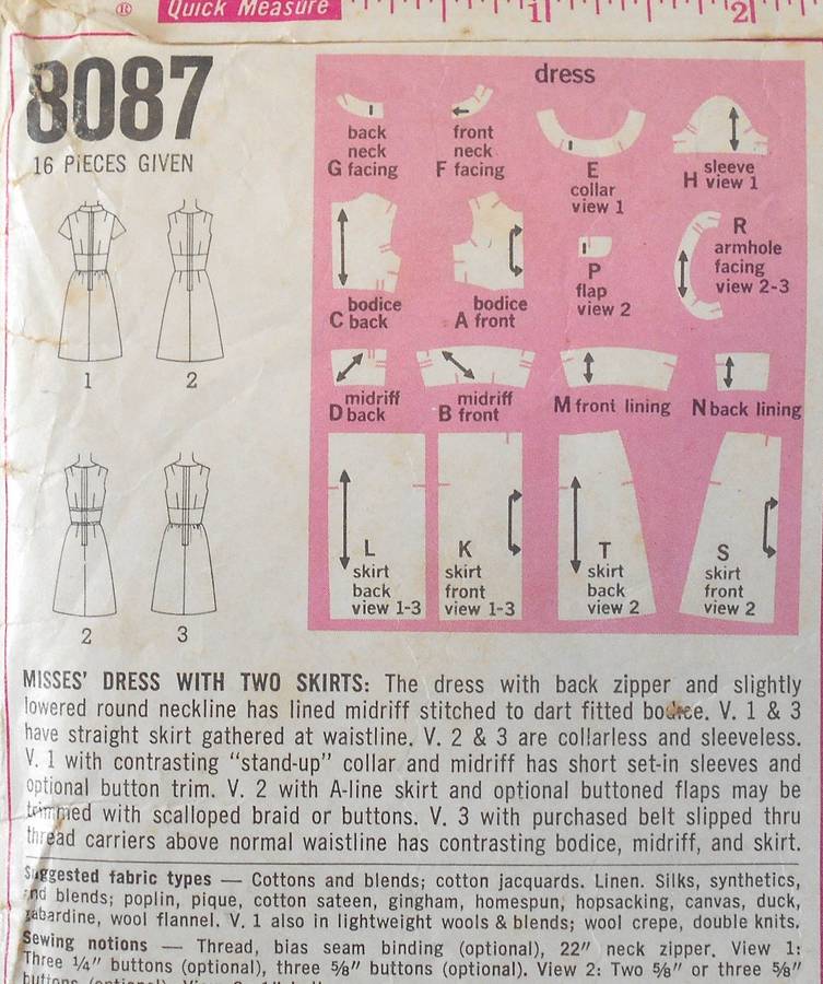 SIMPLICITY 8087 DRESS WITH TWO SKIRTS SIZE 12 BUST 34/87 CM COMPLETE