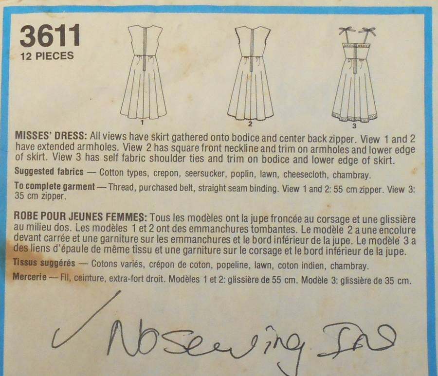 STYLE 3611 DRESS WITH SKIRT GATHERED ONTO BODICE SIZE 12 COMPLETE-NO SEWING INSTRUCTIONS