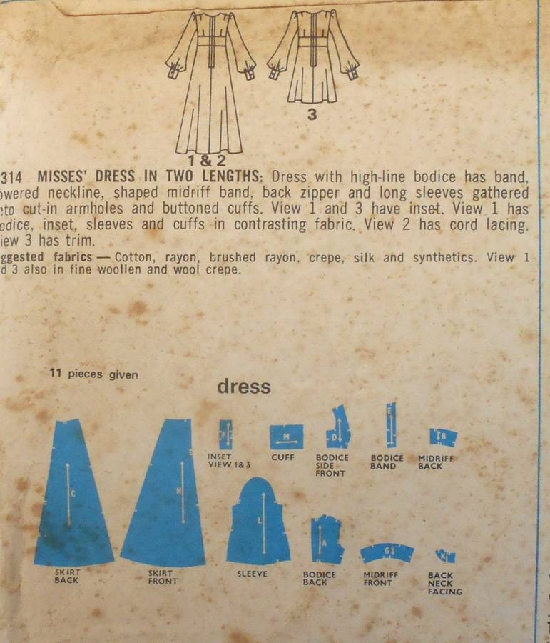 VINTAGE STYLE 4314 DRESS WITH HIGH LINE BODICE SIZE 12 BUST 34 COMPLETE