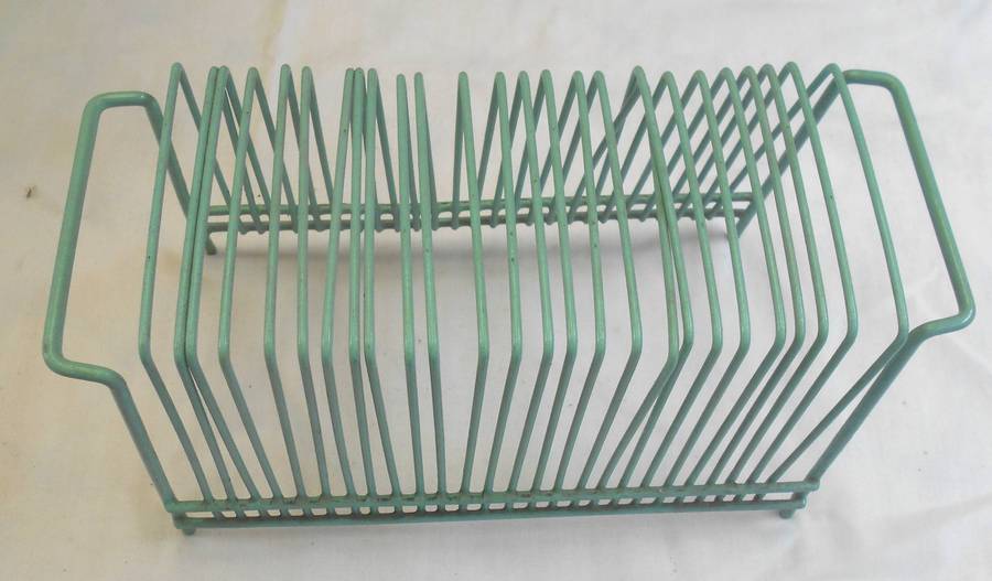 1 GREEN (hold 25 LPS) VINYL RECORD STAND (5) v/good condition