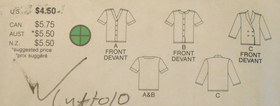 BUTTERICK 3692 LOOSE FITTING BLOUSE SIZE 8-10-12 COMPLETE-PART CUT TO 12