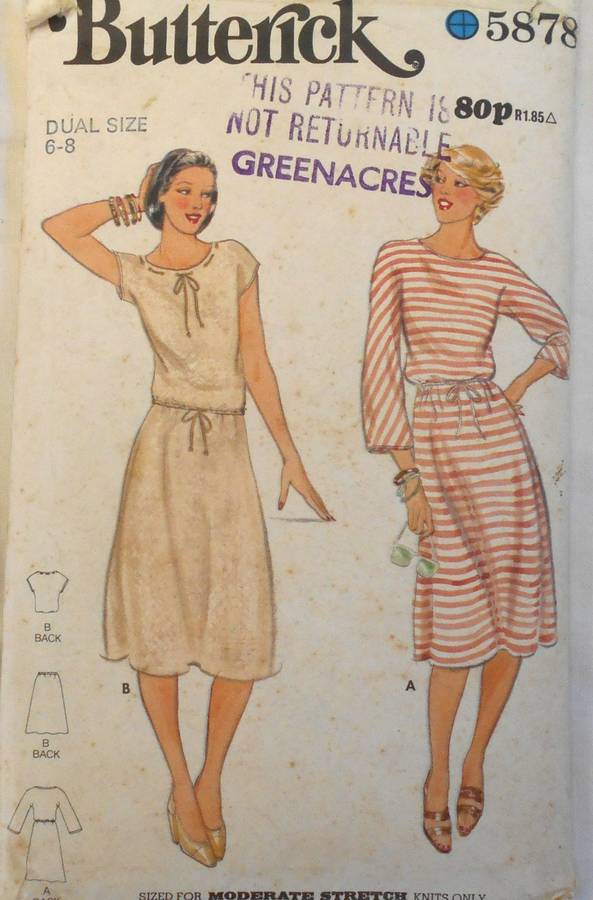 BUTTERICK 5878 DRESS-TOP-SKIRT SIZE 6-8 COMPLETE