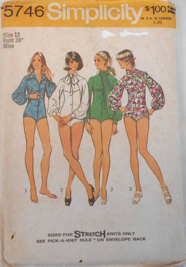 SIMPLICITY 5746 SET OF BODYSUITS SIZE 12 BUST 34 COMPLETE-UNCUT-F/FOLDED