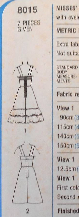 SIMPLICITY 8015 DRESS OR PINAFORE SIZE 10 BUST 83 CM COMPLETE-UNCUT-F/FOLDED