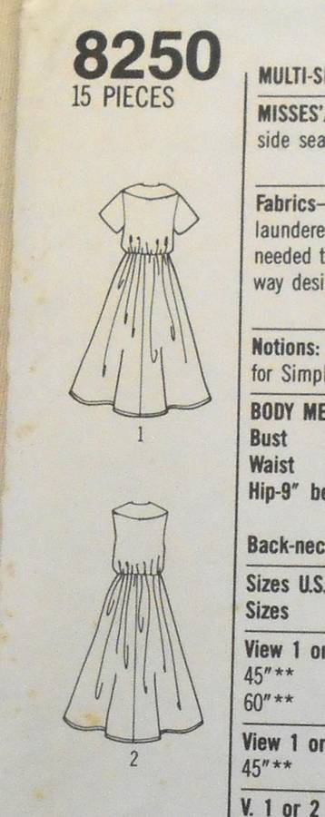 SIMPLICITY 8250 FRONT BUTTON DRESS SIZE 6-16 COMPLETE-CUT TO 16