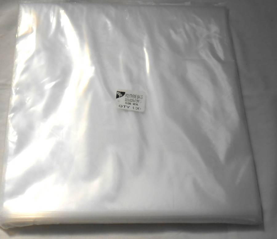 100 PACK OUTER PROTECTIVE VINYL SLEEVES for 12 inch VINYL 75 micron 32.5 x 33.5 cm