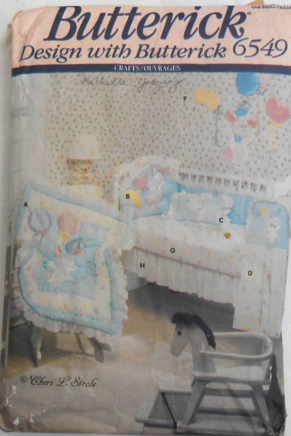 BUTTERICK 6549 BABY NURSERY ROOM ESSENTIALS-ONE SIZE-COMPLETE-MOSTLY UNCUT