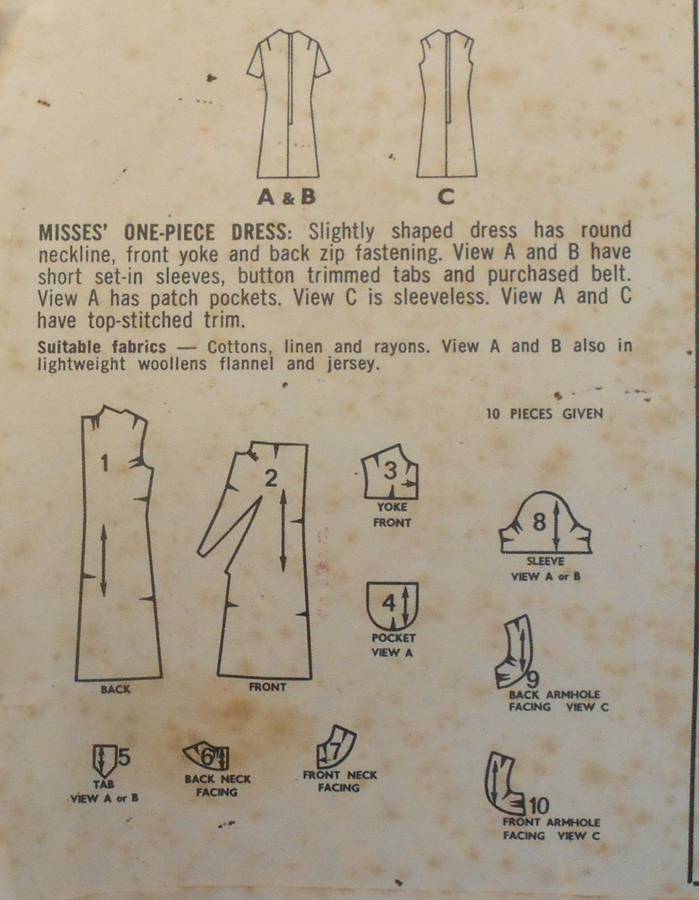 VINTAGE STYLE 2147 ONE PIECE DRESS SIZE 12 BUST 34 COMPLETE