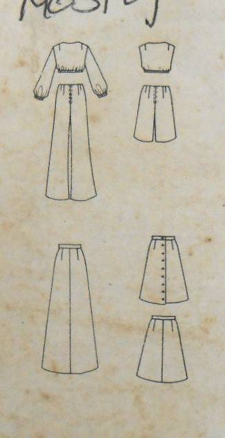 VINTAGE VOGUE 7577 CO-ORDINATES - BRA TOP-TOPS-SKIRTS-PANTS SIZE 12 BUST 34 COMPLETE-NO PG 1-2 INSTR