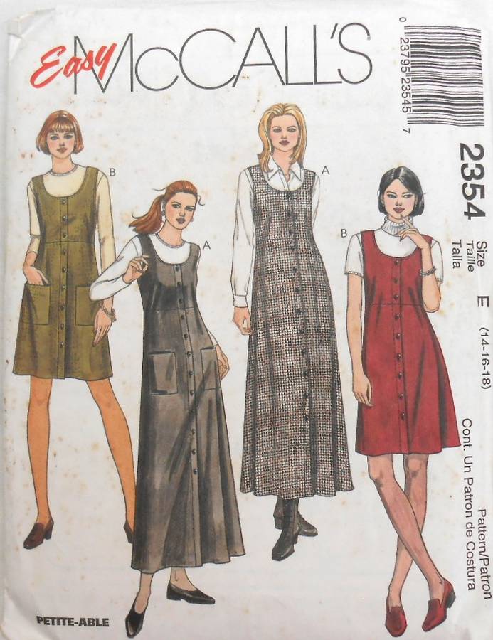 McCALLS 2354 PINAFORE IN 2 LENGTHS SIZE 14-16-18 COMPLETE-UNCUT-REFOLDED